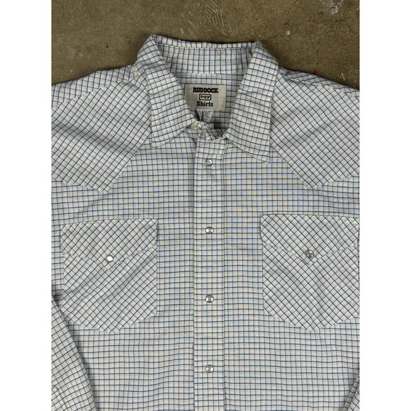 VTG Ruddock‎ Pearl Snap Western Shirt Men’s 17.5/35 Classic Fit Plaid USA Made - Picture 1 of 8